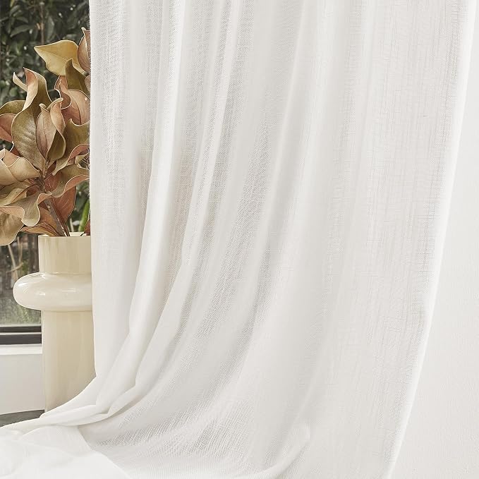 MYSKY HOME Natural Curtains 84 Inches Long, Semi Sheer Light Filtering Soft - Image 7
