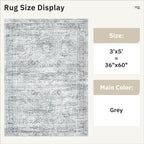 Soalmost 3x5 Rugs Non-Slip, Small Washable Kitchen Entryway Area Rug Grey | - Image 4