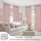 Pretty Light Pink Semi Sheer Curtains 96 Inches Long - Image 3
