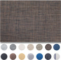 Placemats Set of 4 - Easy Clean Woven Vinyl Placemats for Dining Table, Indoor/Outdoor Place Mats, Washable PVC Table Mats（Black/Brown）