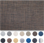 Placemats Set of 4 - Easy Clean Woven Vinyl Placemats for Dining Table, Indoor/Outdoor Place Mats, Washable PVC Table Mats（Black/Brown）
