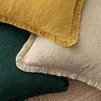 MIULEE Boho Linen Fringe Decorative Euro Throw Pillow Covers Beige 24x24 | Set - Image 4