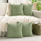 Set of 4 Sage Green Decorative Throw Pillow Covers 20x20 Inch Corduroy Pillow - Image 9