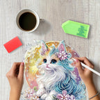 SENQAO Cat Diamond Art Hanging Kit for Adult, Special Shaped Rhinestone, Double Sided DIY Acrylic Diamond Art Painting Window Pendants Home Garden Wall Hanging Kits Hanging Ornament