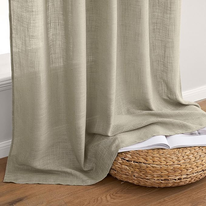 MIULEE Oatmeal Linen Curtains 52x108 Inch Long - Image 7