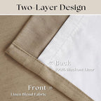 Light Brown Linen Blackout 92 Inch Curtains - Image 2