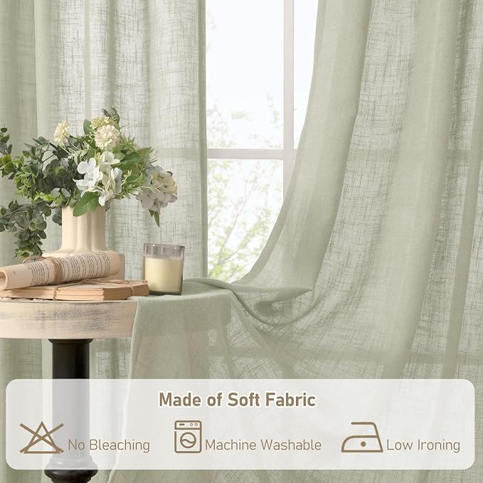 95 Inches Long Sheer Linen Curtains - Image 9