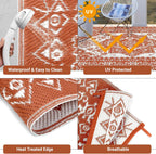 GAOMON Outdoor Rug for Patio 9x18 Waterproof Reversible Plastic Straw Rug, Large UV-Resistant Portable RV Camping Mats, Indoor Outdoor Medallion Carpet for Outside Deck Porch Garden, Red & White