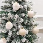 6inch Big Velvet Christmas Ornaments, 2pcs Flocked Ornaments Balls Sets for Christmas Tree Decorations Beige