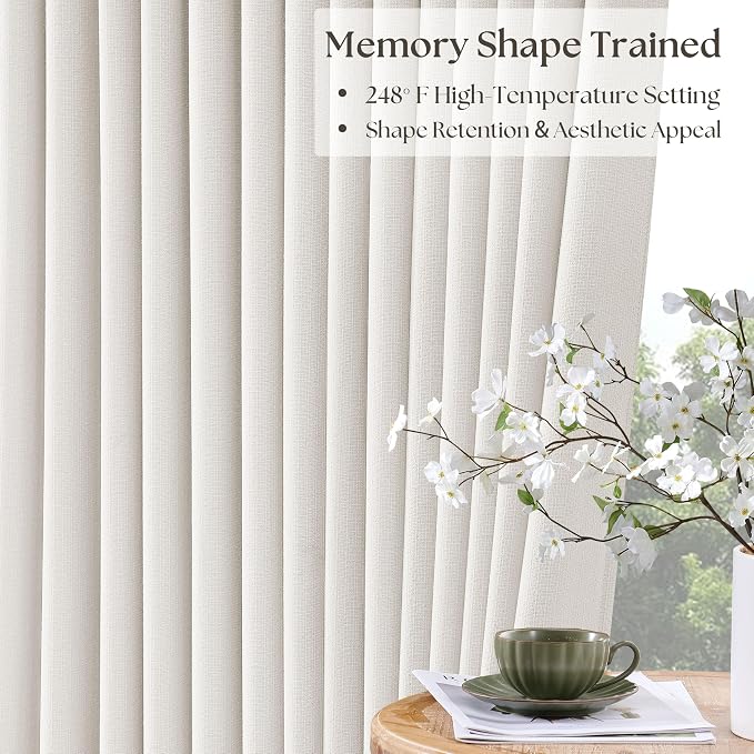 112 Inch Pinch Pleated Blackout Linen Curtains - Image 4
