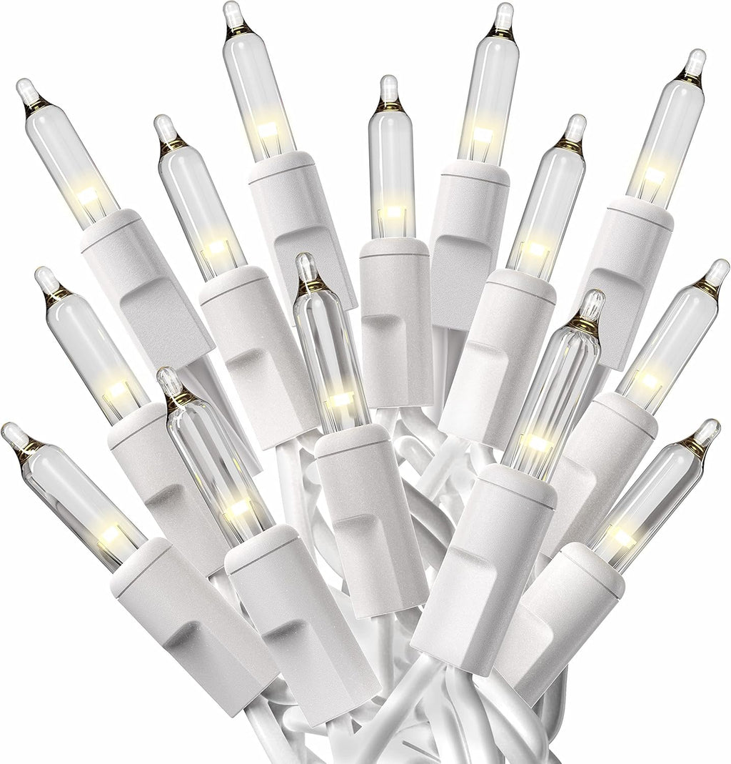 PREXTEX 200 Count Clear Christmas Lights - 40 ft Warm White Xmas Lights String Bulbs with White Wire for Indoor and Outdoor Holiday Decor, Trees and More
