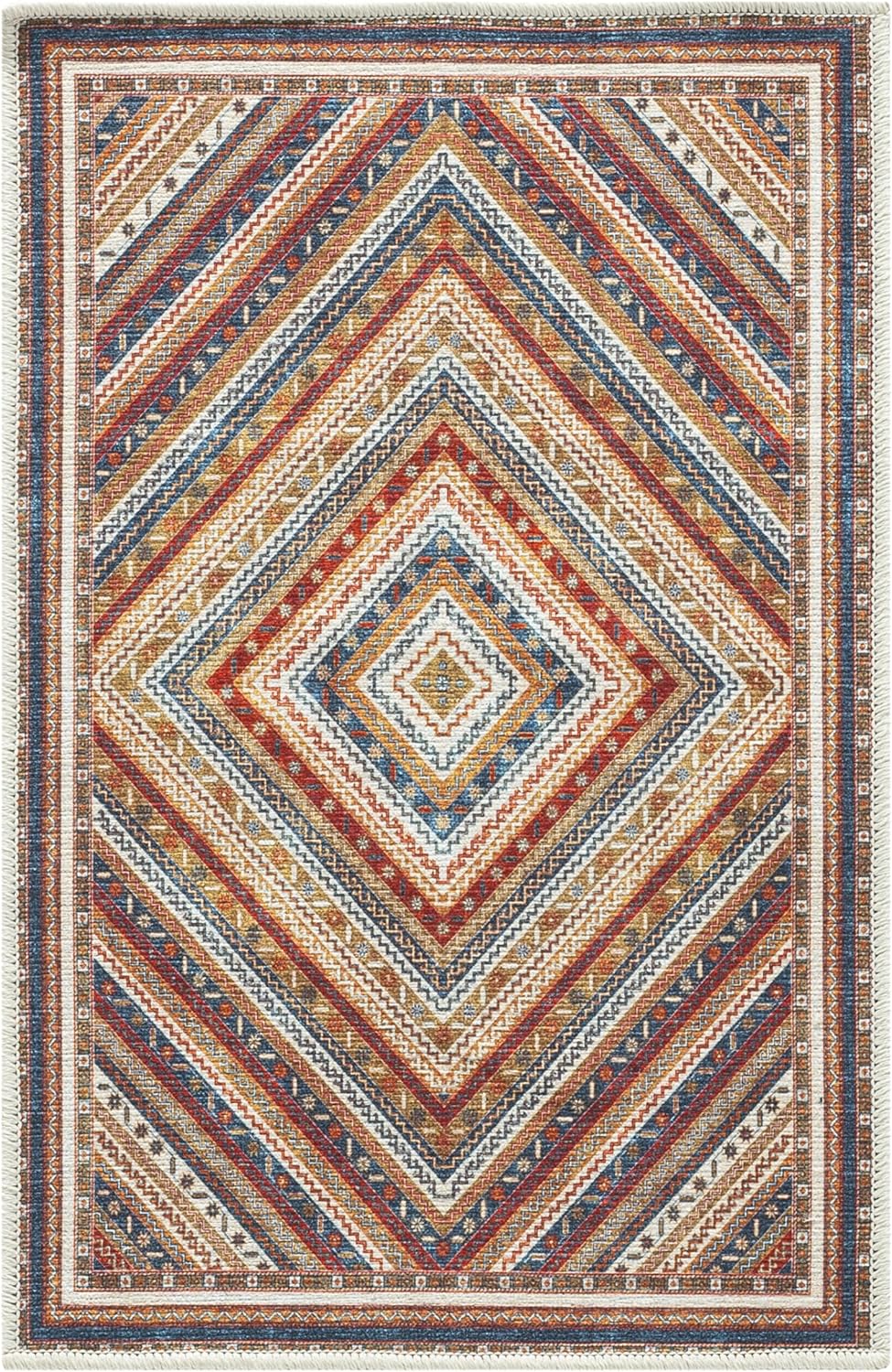 Keen Home Design 2x3 Rug - Machine Washable Entry Rug with Non-Slip Backing, Ideal for Enteryway, Kitchen, Bathroom, Laundry Room - Vintage, Easy Clean, Durable, Low Pile Rug - (2' x 3')