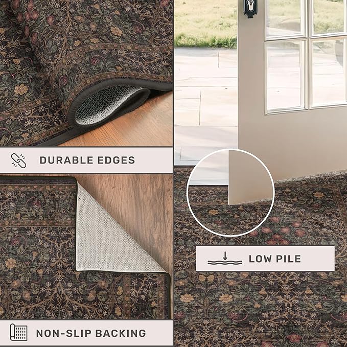 Dark Brown Washable 5x7 Area Rugs - Image 5