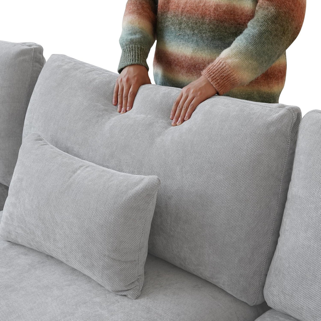 JACH Cloud Sectional Couches for Living Room, Modern Convertible Modular Couch, Love Seat Sofas, Sofa Covers Removable, Comfy Sectional Couch for Living Room, Apartment (Light Grey)
