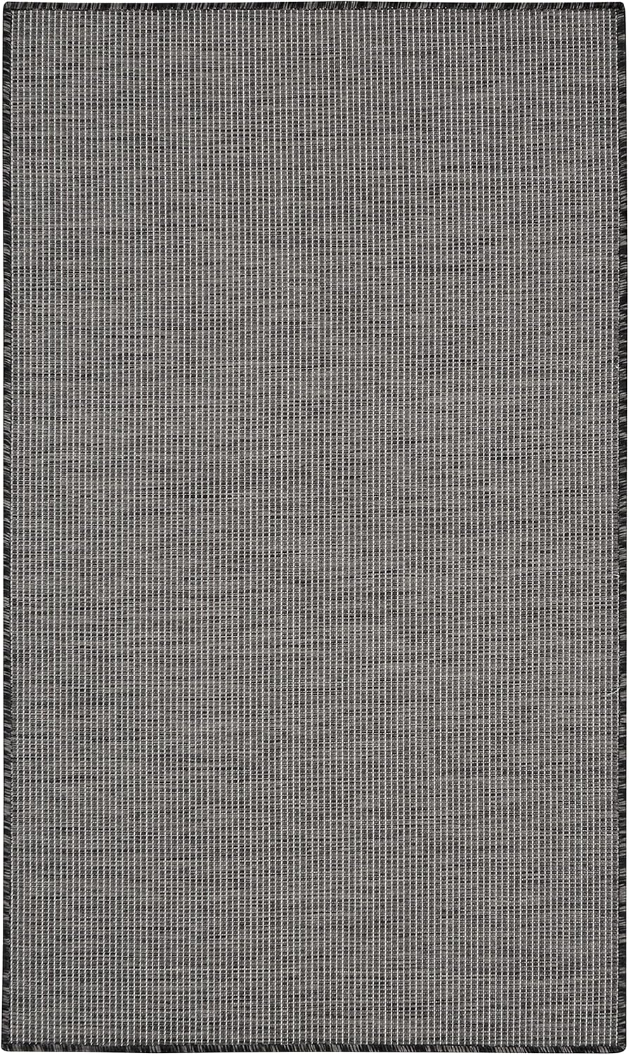 Nourison Positano Indoor/Outdoor Charcoal 3' x 5' Area Rug, Easy Cleaning, Non Shedding, Bed Room, Living Room, Dining Room, Backyard, Deck, Patio (3x5)