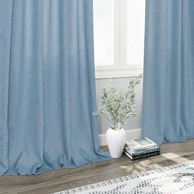 Blue Extra Long Curtain 102 inches Long 2 Panels Set - Image 6