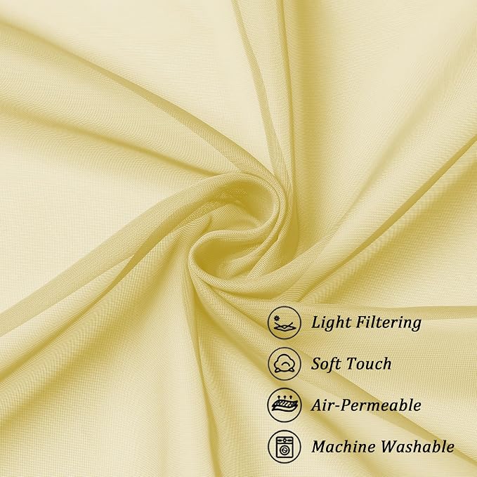 Chyhomenyc Mustard Yellow Short Sheer Curtains 24 inch Length, Light Filtering - Image 7