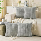 Set of 4 Grey Decorative Throw Pillow Covers 24x24 Inch Corduroy Pillow Covers by Cozoomy