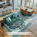 RELEANY Washable Area Rug, Large 10'x14', Teal | Non-Slip, Water Repellent - Image 4
