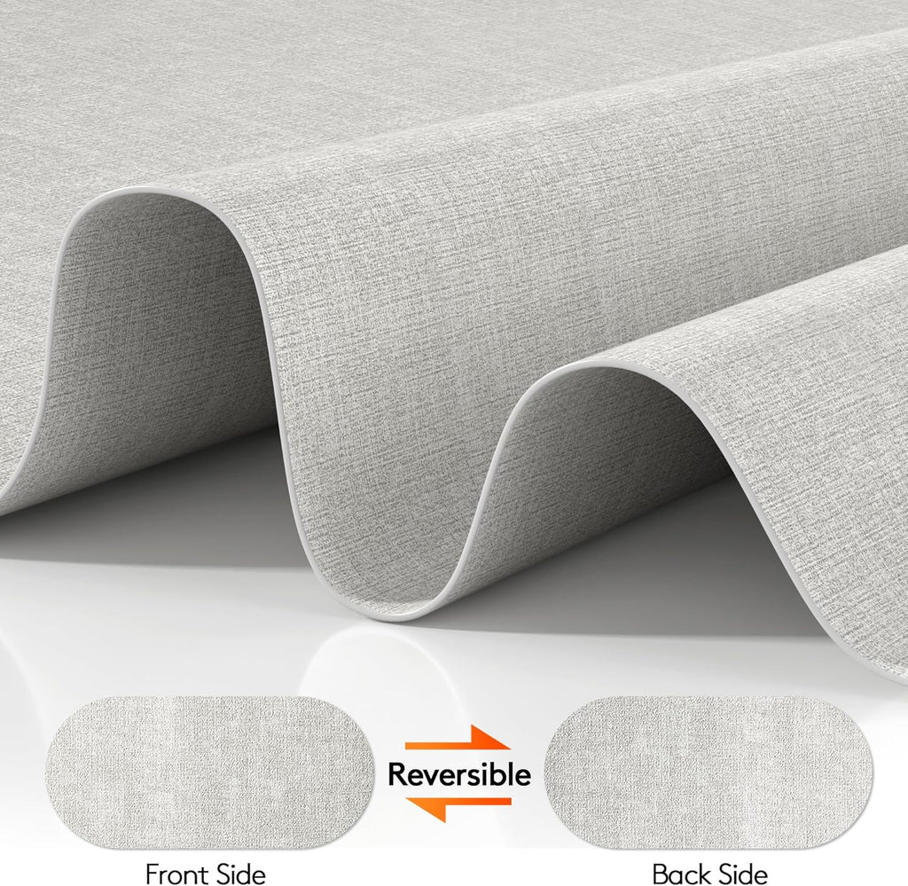 DOLOPL Large Placemats Set of 6, Oval Reversible Wipeable & Non-Slip Place Mats, Modern Faux Leather Table Mats for Kitchen, Neutral Tablemats for Dining Table Decor, Wedding, Party(Gray)