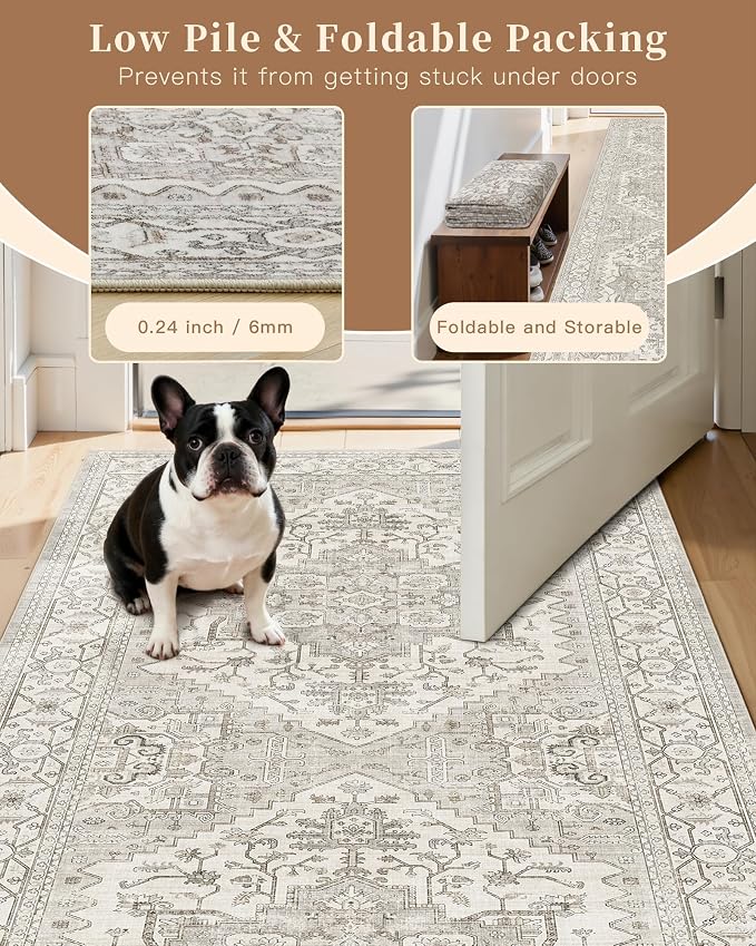 Madane Hallway Runner Rug 2'6''x10' Kitchen Runners Vintage, Soft Low Pile - Image 6