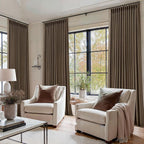 Pleated Blackout Brown Linen Blend Window Curtains 96 Inches Long 2 Panels | - Image 7