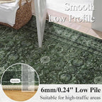 Schweek 2x3 Entryway Rugs Non-Slip Washable Vintage Area Rug Green Door Mat | - Image 4
