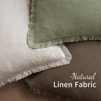 MIULEE Linen Fringe Decorative Euro Pillow Covers Chocolate Brown 22x22 | Set - Image 4