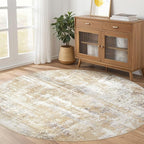 LOONGRUG Round Rug 8x8 Washable Large Neutral Modern Abstract Circle Rugs | - Image 8