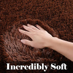 Brown Rugs for Living Room Bedroom, 5x8 Fluffy Bedside Area Rug, Soft Plush - Image 2
