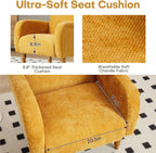 Chenille Fabric Accent Chairs Set of 2, Upholstered Armchair with Solid Wood Legs, Modern Living Room Accent Chair, Comfy Single Sofa Reading Club Chair for Bedroom Reception Lounge, Yellow