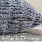 Pack of 2 Corduroy Decorative Throw Pillow Covers 16x16 Inch, Light Grey | Fall - Image 3