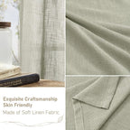 Sage Grey Linen Boho Curtains 68 inch Length 2 Panels, 52 x 68 Inch | Light - Image 6