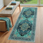 RELEANY Washable Area Rug, Runner 3'x6', Teal | Non-Slip, Water Repellent - Image 3