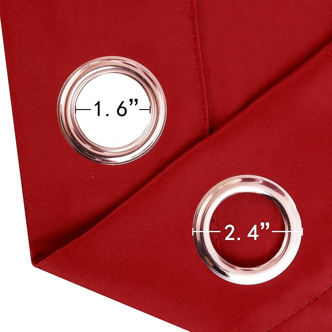 Blackout Curtains 66 x 84 inch/Bright Red Curtains Set of 2 Panels/Thermal - Image 6