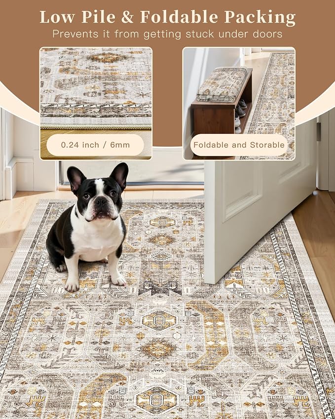 Madane Hallway Runner Rug 2'6''x14' Kitchen Runners Vintage, Stain-Resistant - Image 6