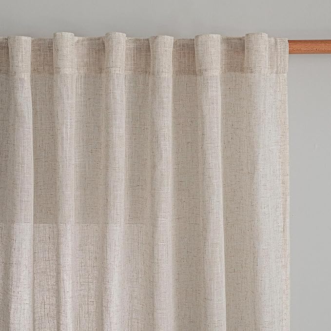 MYSKY HOME Linen Natural Farmhouse Kitchen Curtains 54 inches Long, Boho by MYSKYHOME
