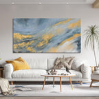 Abstract Wall Art Decor Large Modern Blue Wall Art Prints Canvas Wall Art for Living Room Abstract Canvas Art Wall Decor Gold Wall Art Decorations Artwork for Walls Kitchen Bedroom Decor 24" X 48"