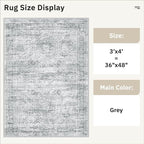 Soalmost 3x4 Rugs Non-Slip, Small Washable Kitchen Entryway Area Rug Grey | - Image 5