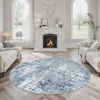 Soalmost Abstract 5x5 Round Rug 5ft Circle Living Room Rugs, Low Pile Stain - Image 4