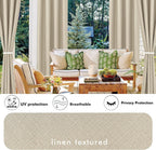 HolidayIdeas 6 Panels Linen Outdoor Curtains for Patio Waterproof-Cream Outside Gazebo Curtains 54"x95"-Indoor/Outdoor Weighted Weatherproof Curtains, Privacy for Pergola, Porch, Cabana, Sunroom