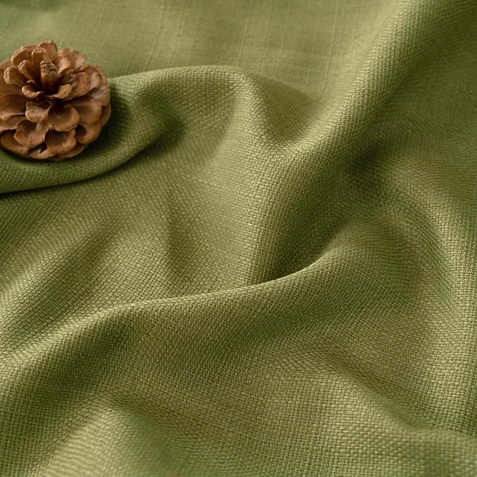 Moss Green Linen Curtains 95 Inches Long 2 Panels - Image 3