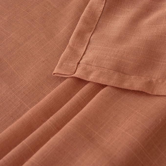 BGment Terracotta Linen Curtains 48 Inch Length, Burnt Orange Light Filtering - Image 8