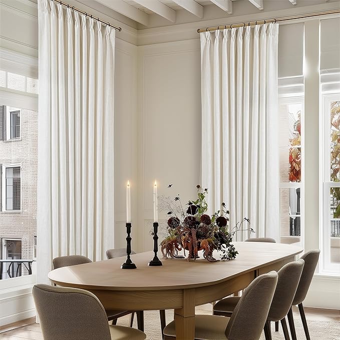 Natural 60 Inch Width Linen Pinch Pleated 92 Inch Long Curtains | Thick Linen - Image 6
