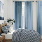 Blue Linen Curtains for Living Room 2 Panels Set Extra Long Back Tab Light - Image 7
