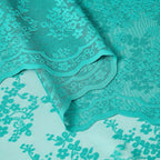 YJ YANJUN Vintage Lace Curtains 63 Inch Length Victorian Floral Teal Sheer - Image 5