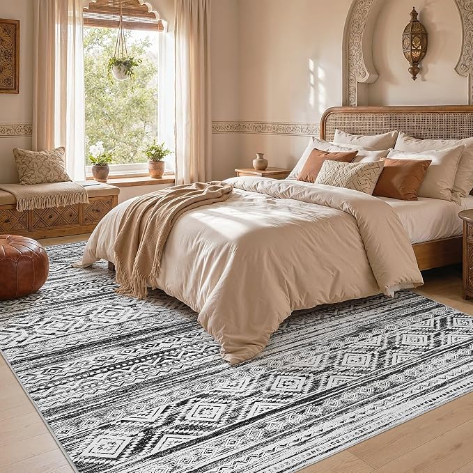 cotiled Boho 9x12 Area Rug for Living Room: Large Moroccan Washable Rug | Solve - Image 6