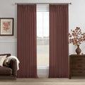 Chestnut Brown Thick Linen Pleated Light Filtering Curtains 96 Inch Long | by Twodrapes