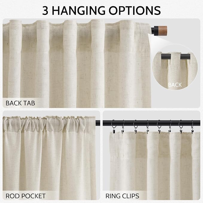 Vanilla Linen Curtains 102 Inches Long - Image 2