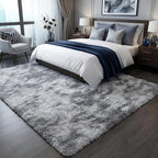 Area Rugs for Bedroom Living Room, 4x6 Tie-Dyed Light Grey Fluffy Shaggy - Image 7